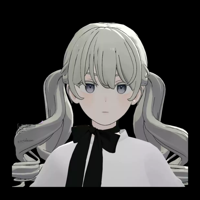 Grus VRChat Character Model — Elegant Gray-Haired Anime Avatar