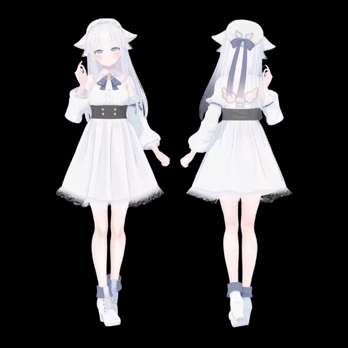 Hakua 3D VRChat Avatar Model – Elegant White Cat Character - Image 3