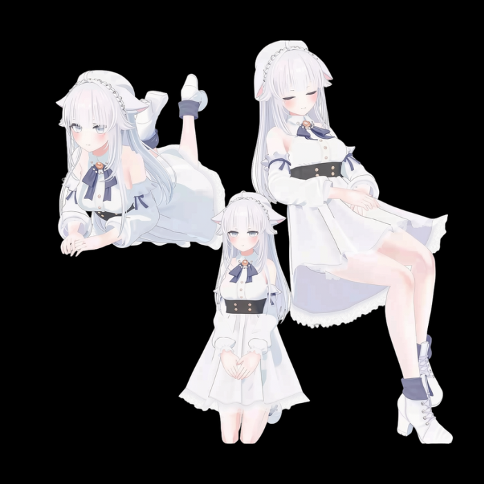Hakua 3D VRChat Avatar Model – Elegant White Cat Character - Image 2