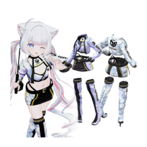 VRChat Race Queen Alstroemeria Outfit – Pink & Black Racing Costume