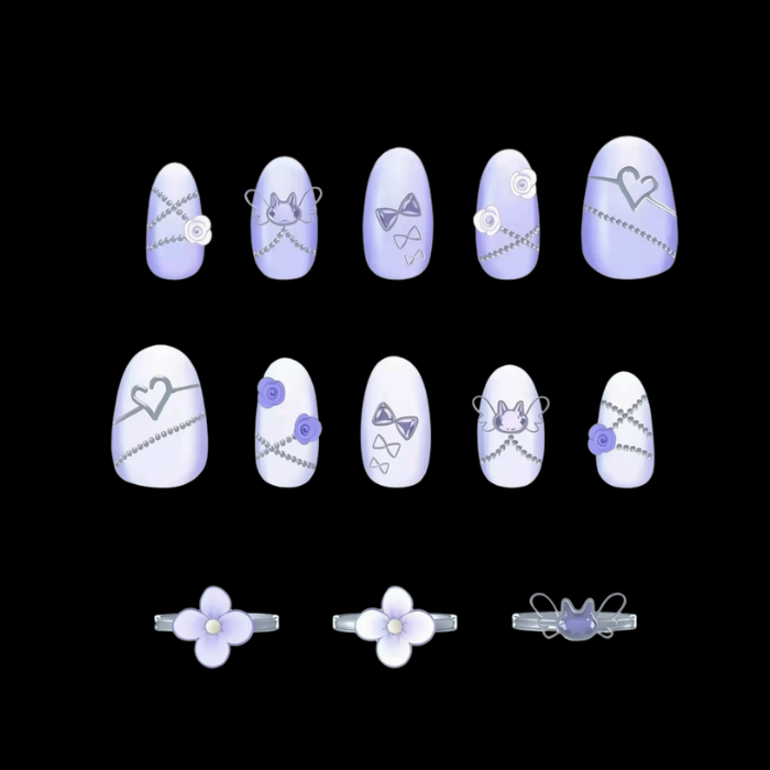 Spring Angel Cat VRChat Nail & Ring Set - Image 5