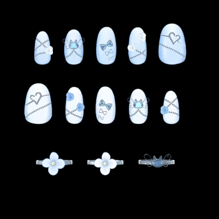 Spring Angel Cat VRChat Nail & Ring Set - Image 4