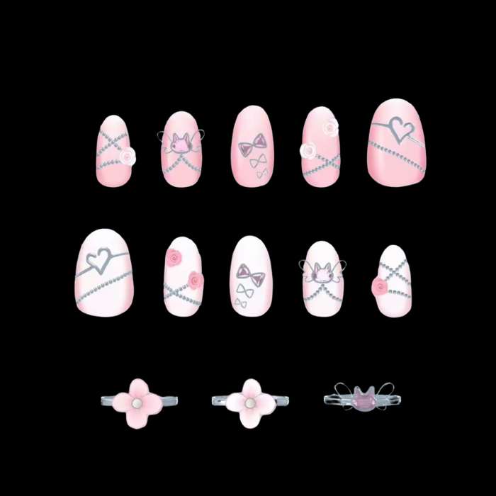 Spring Angel Cat VRChat Nail & Ring Set - Image 3