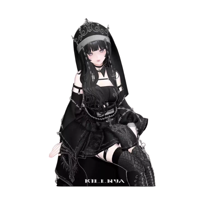 UNHOLY SISTER Gothic VRChat Clothing Set – Black & White Full Outfit - Image 4