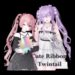 VRChat Cute Ribbon Twintail Hairstyle