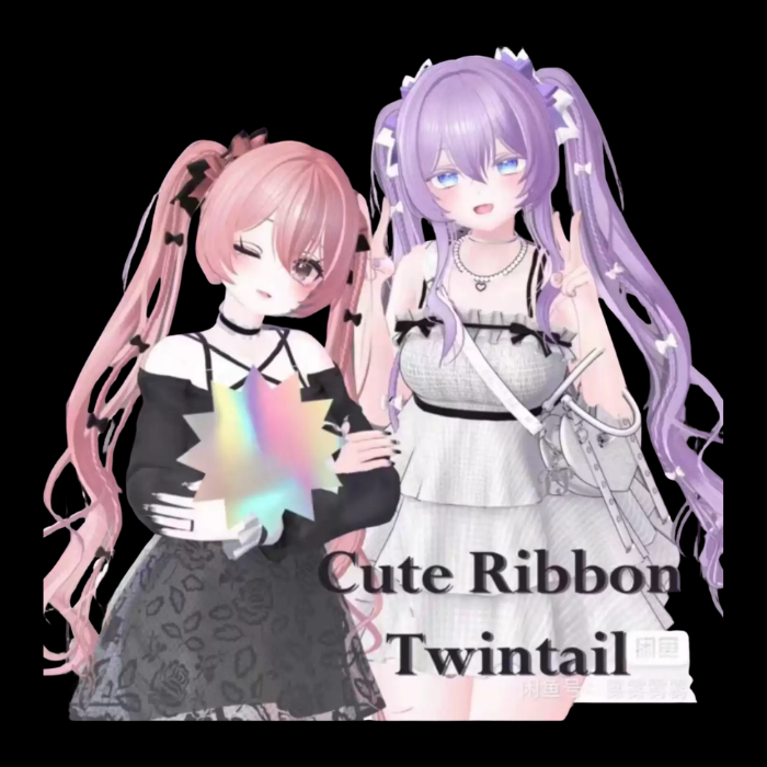 VRChat Cute Ribbon Twintail Hairstyle