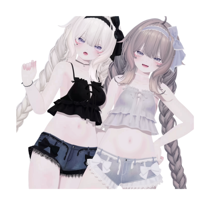 VRChat GEMINI 5 Clothing Set – Cute Black & White Anime Outfit - Image 5