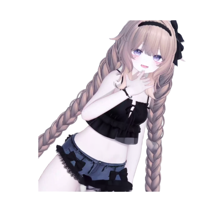 VRChat GEMINI 5 Clothing Set – Cute Black & White Anime Outfit - Image 4