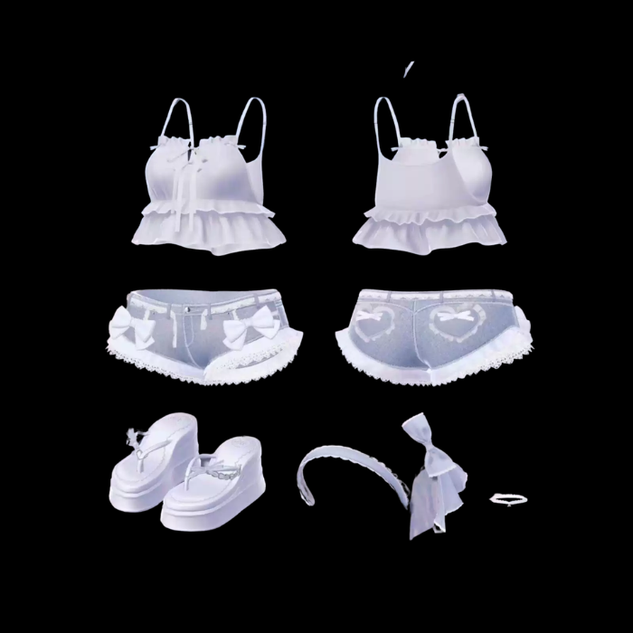 VRChat GEMINI 5 Clothing Set – Cute Black & White Anime Outfit - Image 3