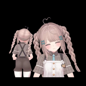 VRChat Hair 3 Model — Pink & White Twin-Tail Hairstyle for PP Hair 01