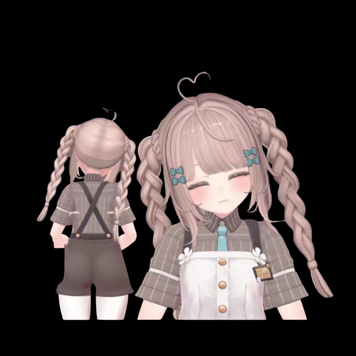 VRChat Hair 3 Model — Pink & White Twin-Tail Hairstyle for PP Hair 01