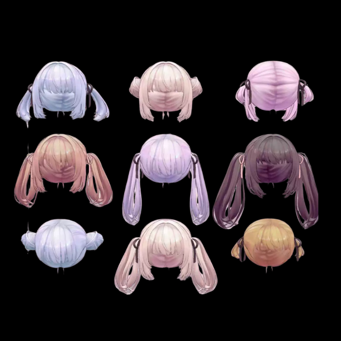 VRChat Twintail Hair Full Set – Cute Twin-Tail Hairstyles - Image 4
