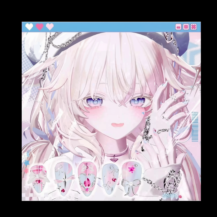 VRChat Y2K Nail & Ring Nail Art – 9-Color Nail Set - Image 2